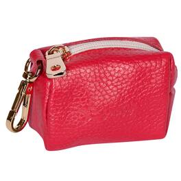 PoisePup - Fancy Handmade Genuine Leather Dog Waste Bag Holder for Girl & Boy Puppies - Red