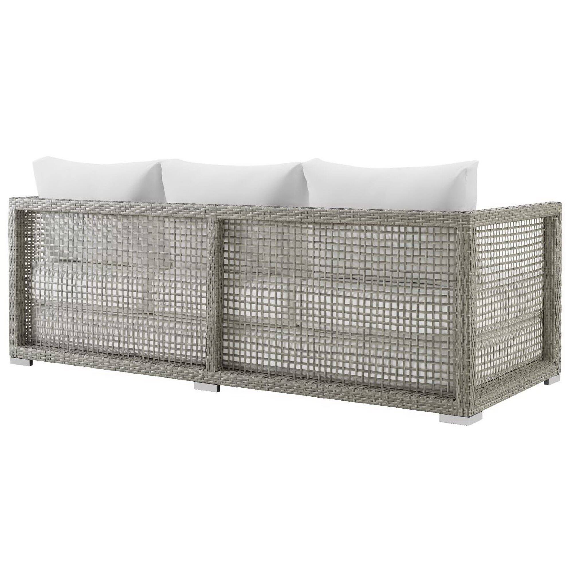 Alt View 3. Modway - Aura Outdoor Patio Wicker Rattan Sofa by Modway - Gray White.
