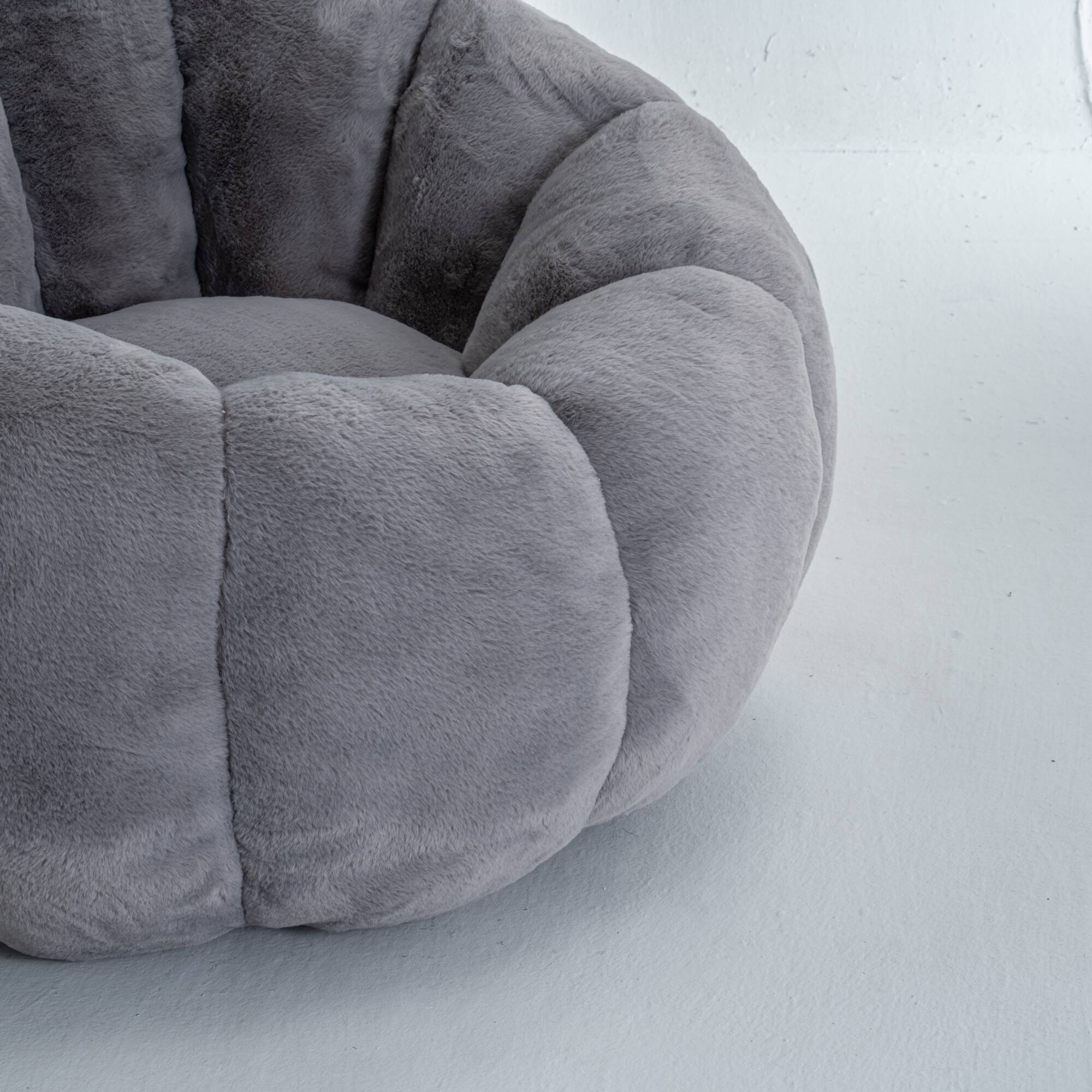 Alt View 6. GOODSILO - Floral-Shaped Faux Fur Bean Bag Sofa, Ultra-Soft Large Reading Chair for Living Room or Bedroom, Single-Seater - Gray.