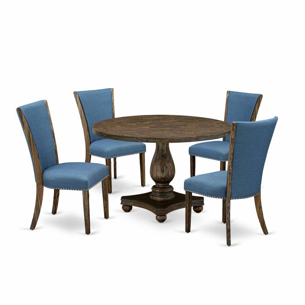 East West Furniture 5 Pc Dinette Set Dining Table and 4 Blue Color ...