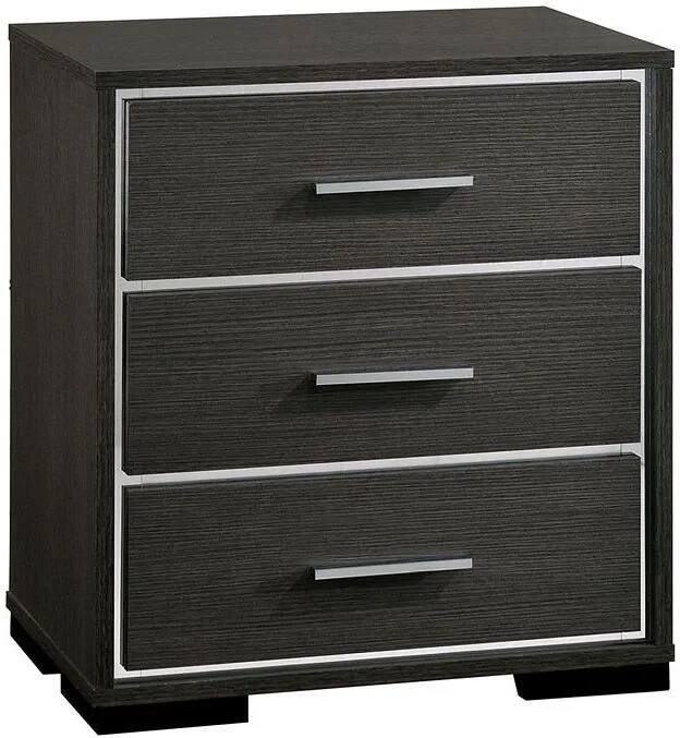 Angle. Tiramisubest - Modern Gray Nightstand with Chrome Trim and USB Charger - Grey.