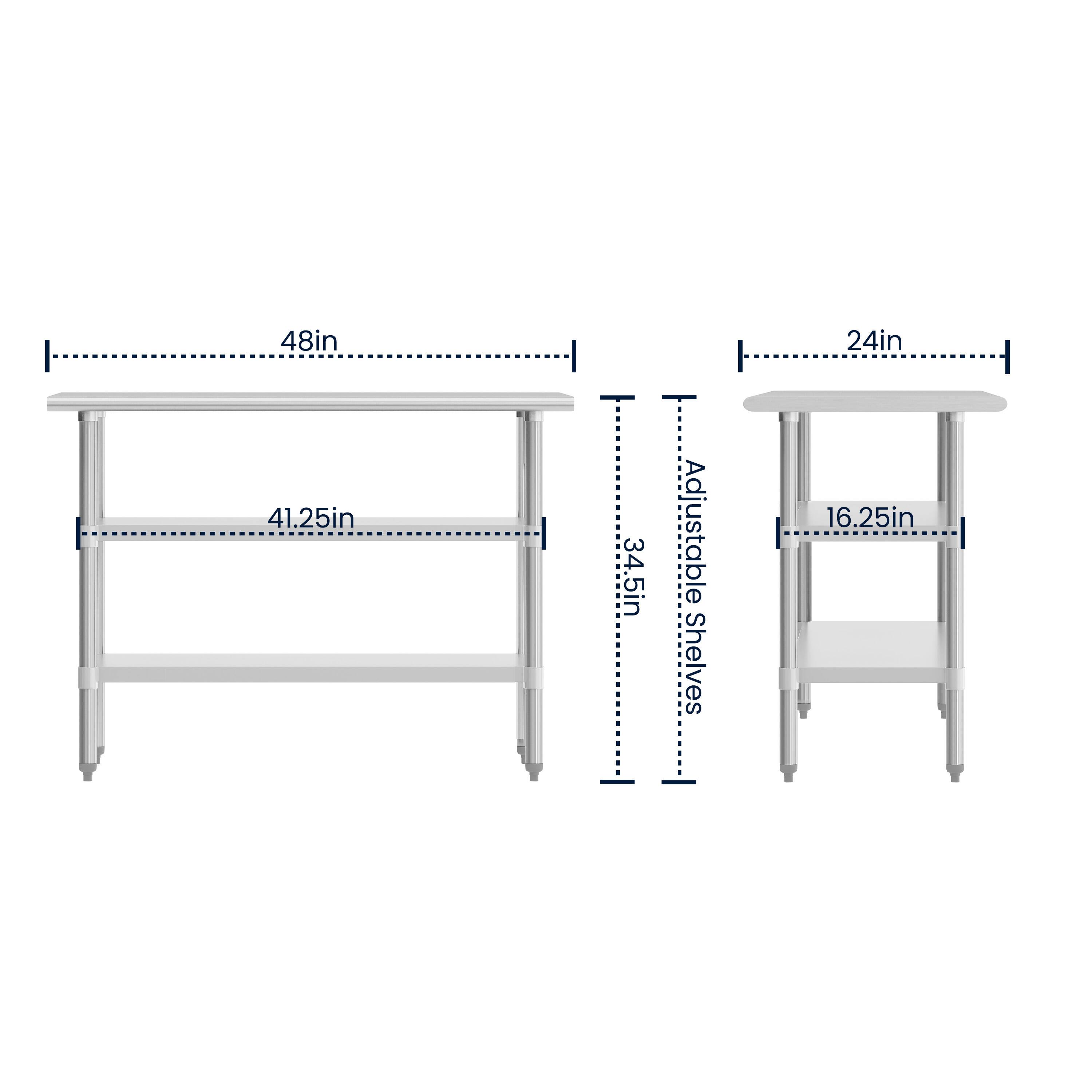 48in x 24in x 41.25in x 34.5in Adjustable Shelves 16.25in
