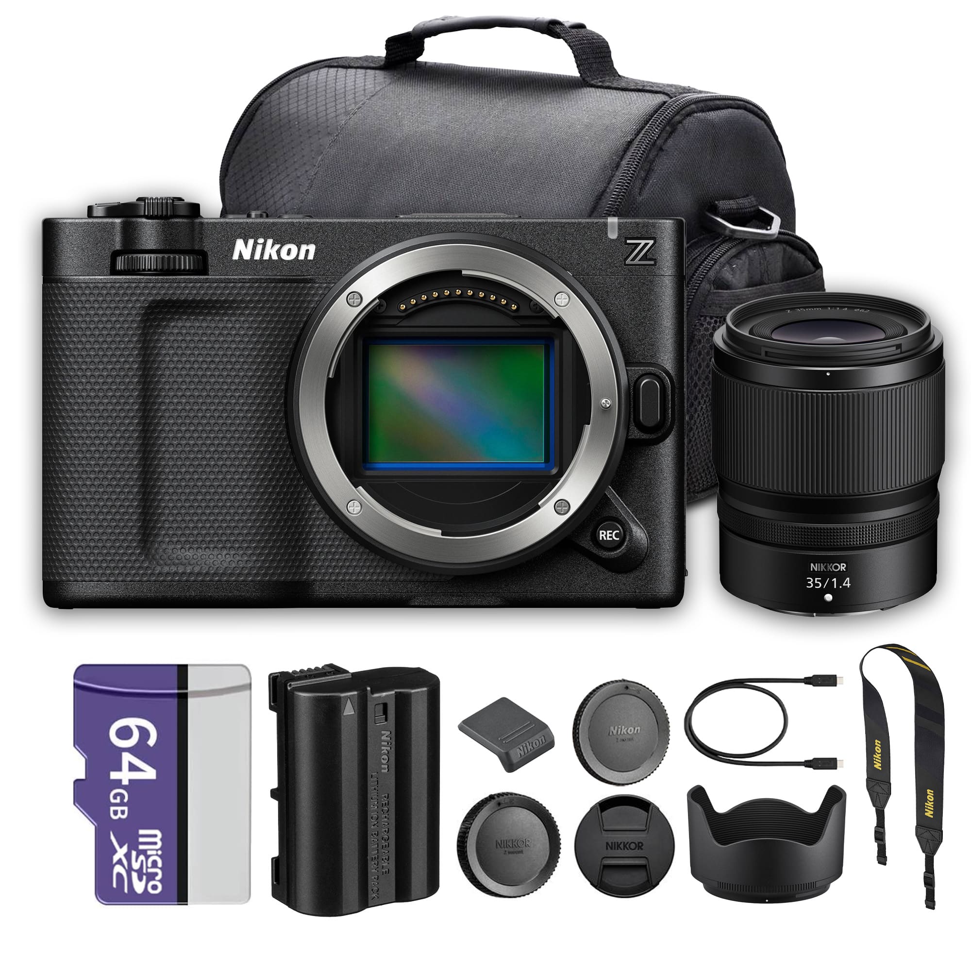 Nikon - ZR Cinema Camera with 35mm f/1.4 Lens Kit + Camera Bag + 64GB Memory Card - Black