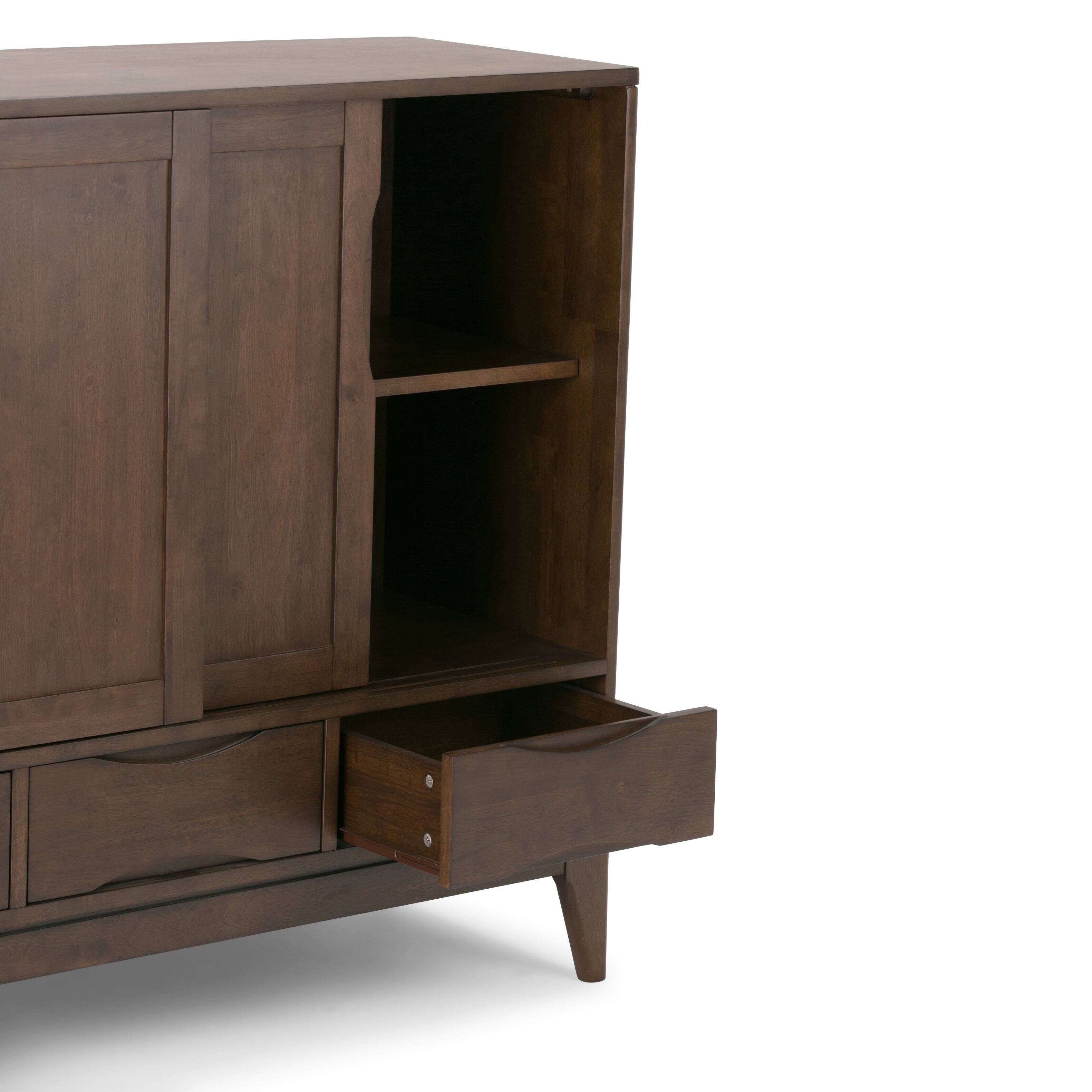 Alt View 4. Simpli Home - Harper Solid Wood 48 inch Storage Cabinet in Walnut Brown (Set of 2) - Walnut Brown.