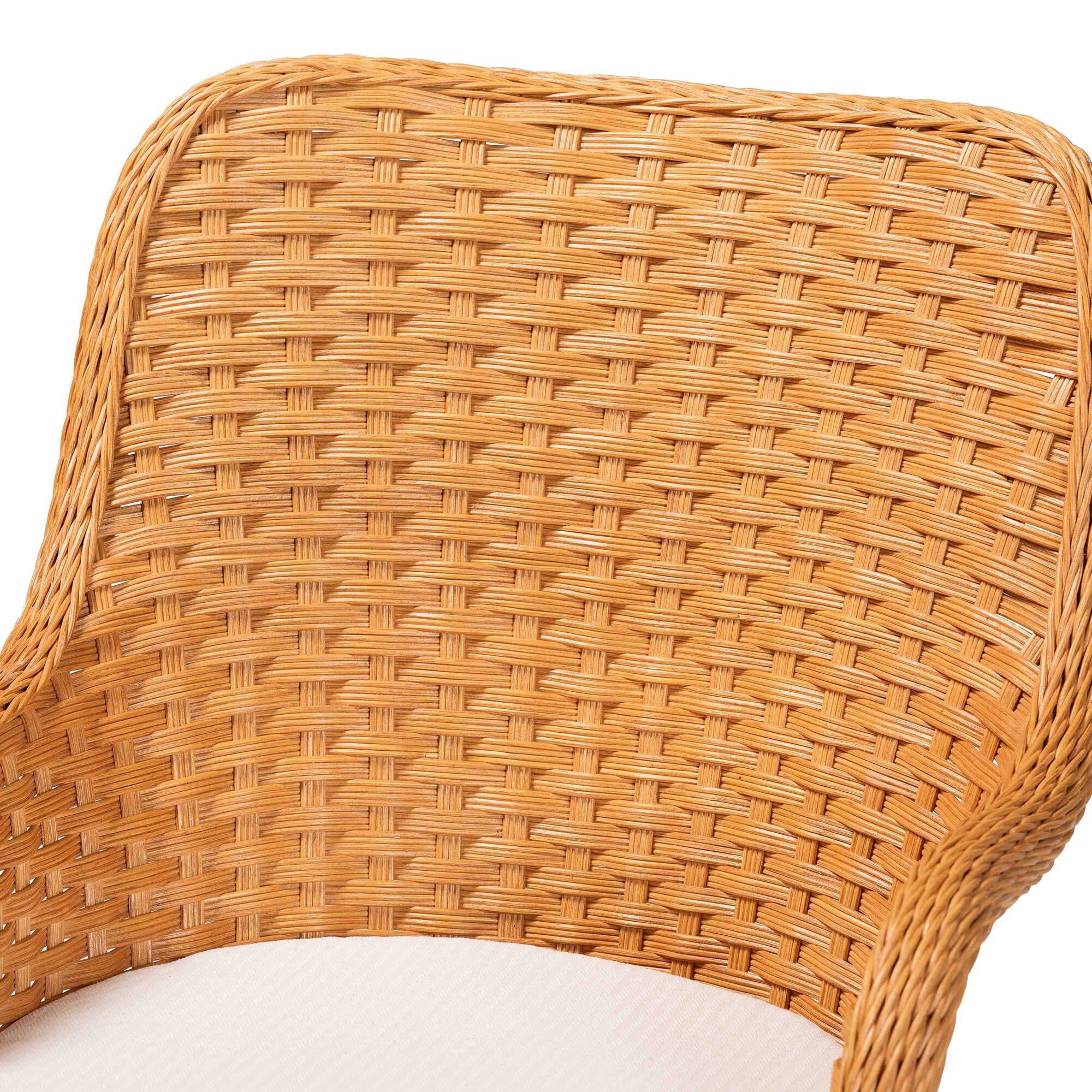 Alt View 1. bali & pari - Celsie Bohemian Rattan Dining Chair - Light Honey/White.