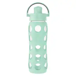 Lifefactory - Lg4321mmi4 22-oz. Glass Water Bottle With Active Flip Cap And Protective Silicone Sleeve (mint) - Green
