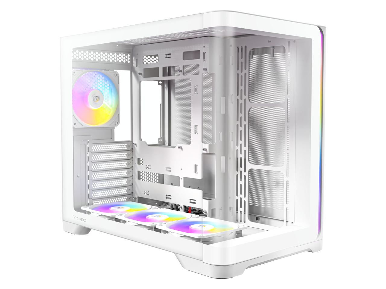 Alt View 1. Antec - C5 Curve ARGB, 4 x 120mm ARGB PWM Fans Included, Curved Tempered Glass Front & Side Panels, Mid-Tower ATX PC Case - White.
