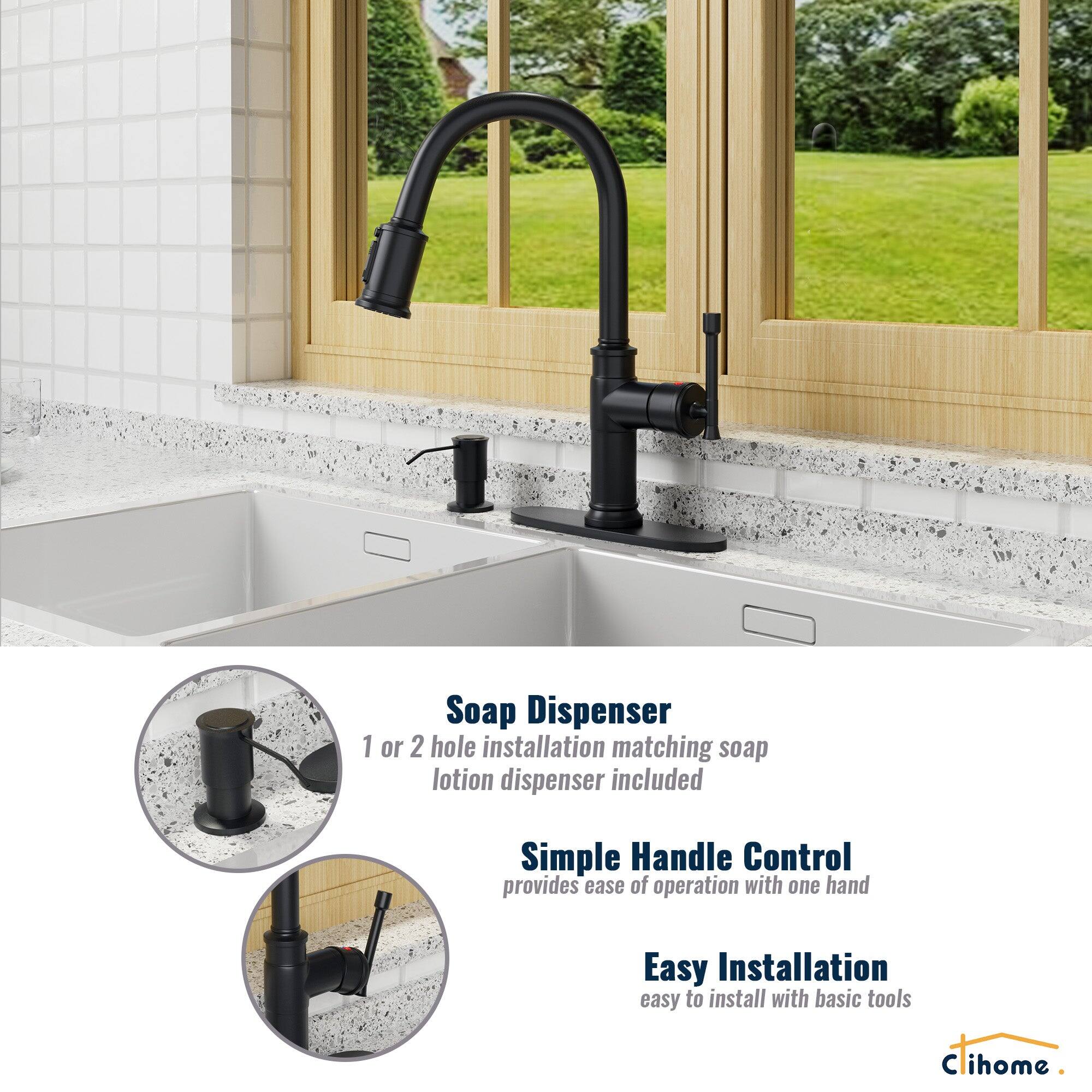 Soap Dispenser 1 or 2 hole installation matching soap lotion dispenser included. Simple Handle Control provides ease of operation with one hand. Easy Installation easy to install with basic tools. Cihome.