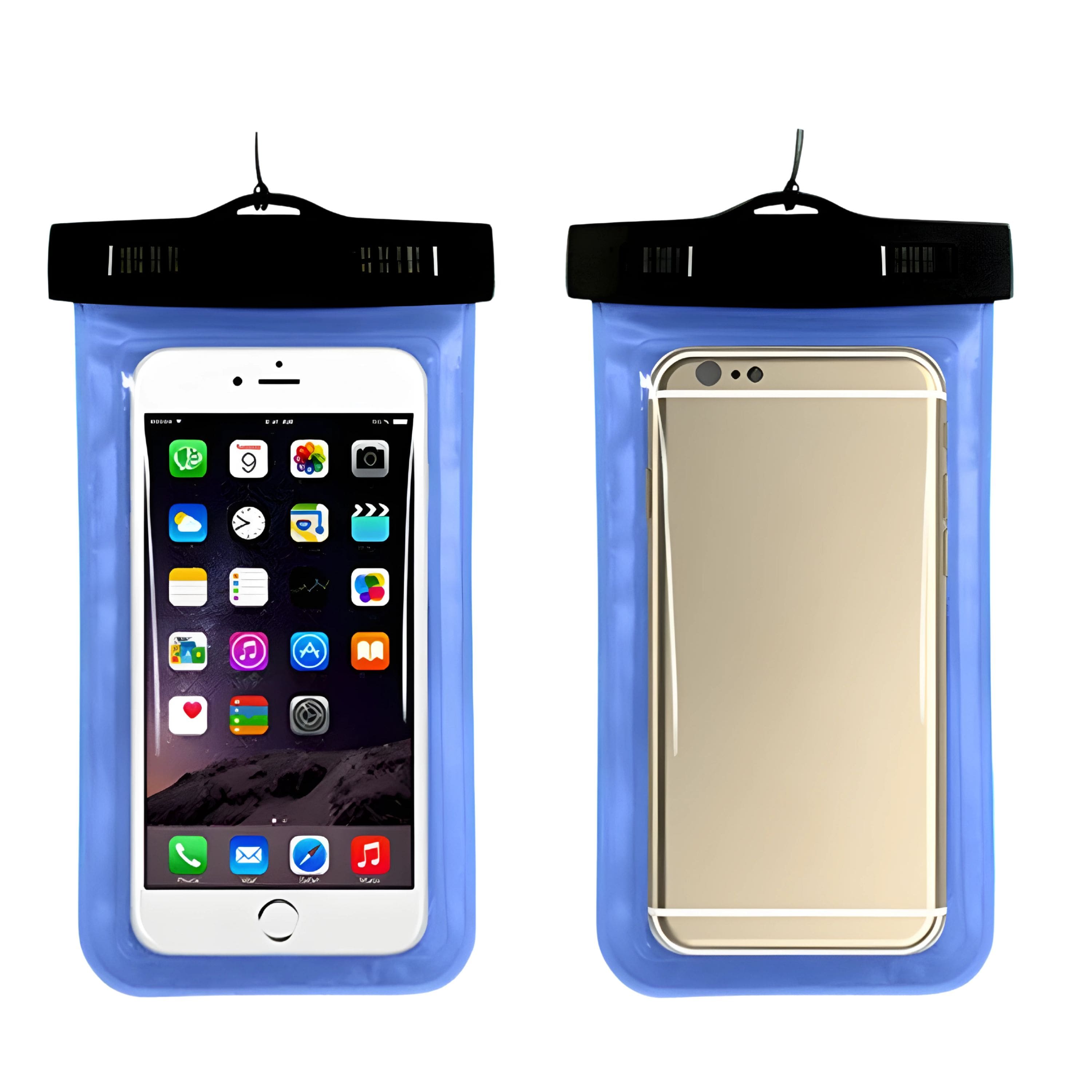 Kitcheniva - Waterproof Floating Cell Phone Pouch Dry Bag Case 3 Pack - Deep Blue