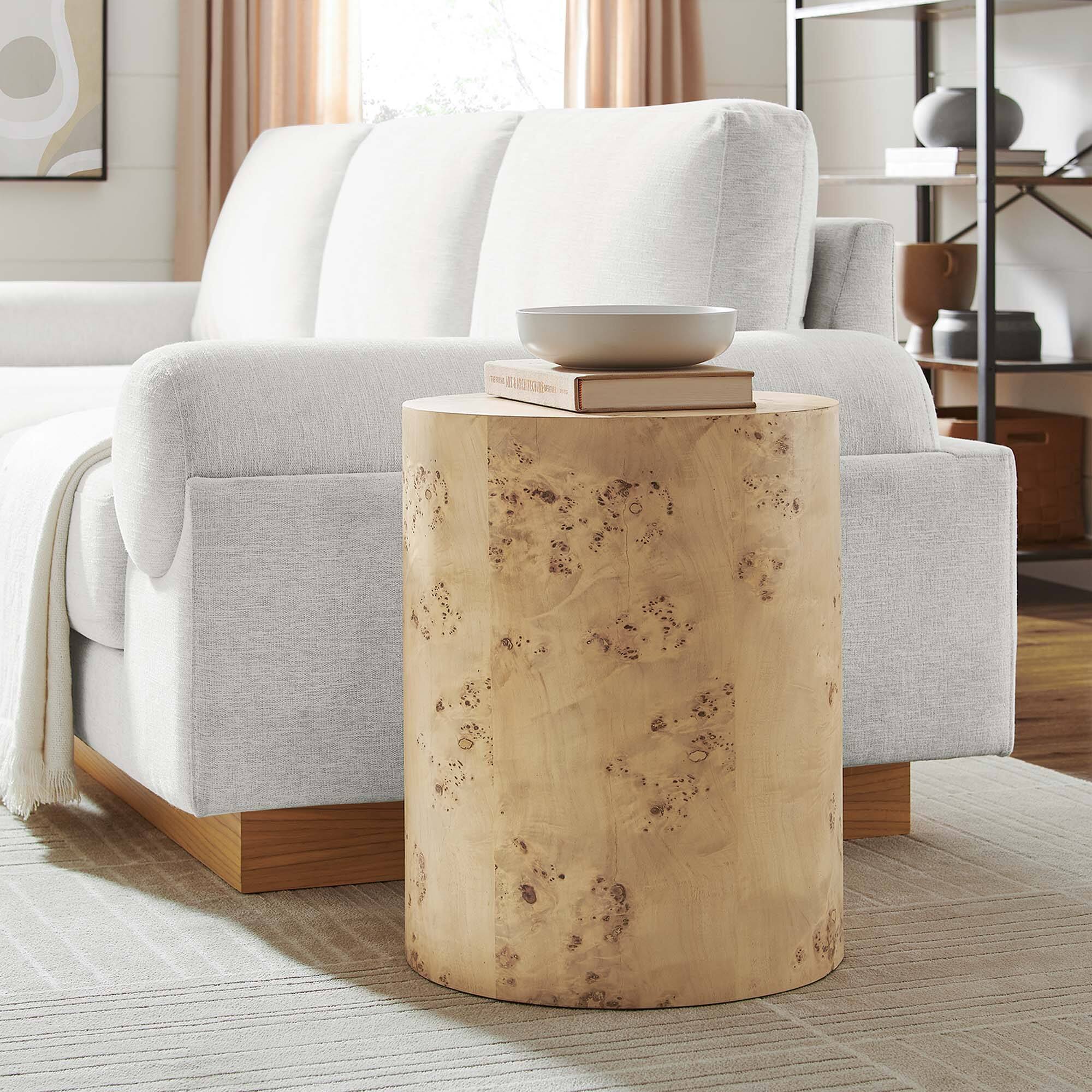 Front. Modway - Cosmos 16" Round Burl Wood Side Table by Modway - Natural Burl.