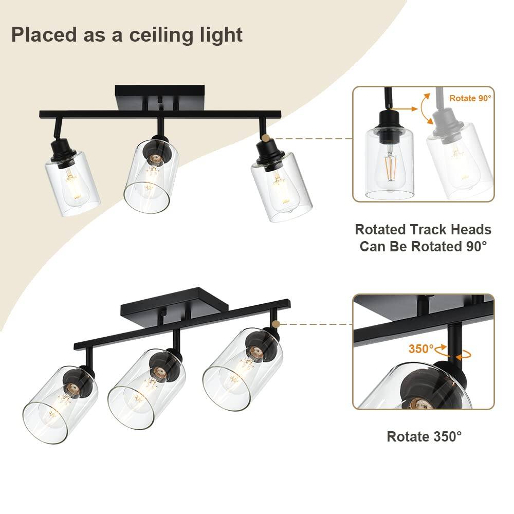 Placed as a ceiling light

Rotated Track Heads Can Be Rotated 90°

Rotate 90°

Rotate 350°