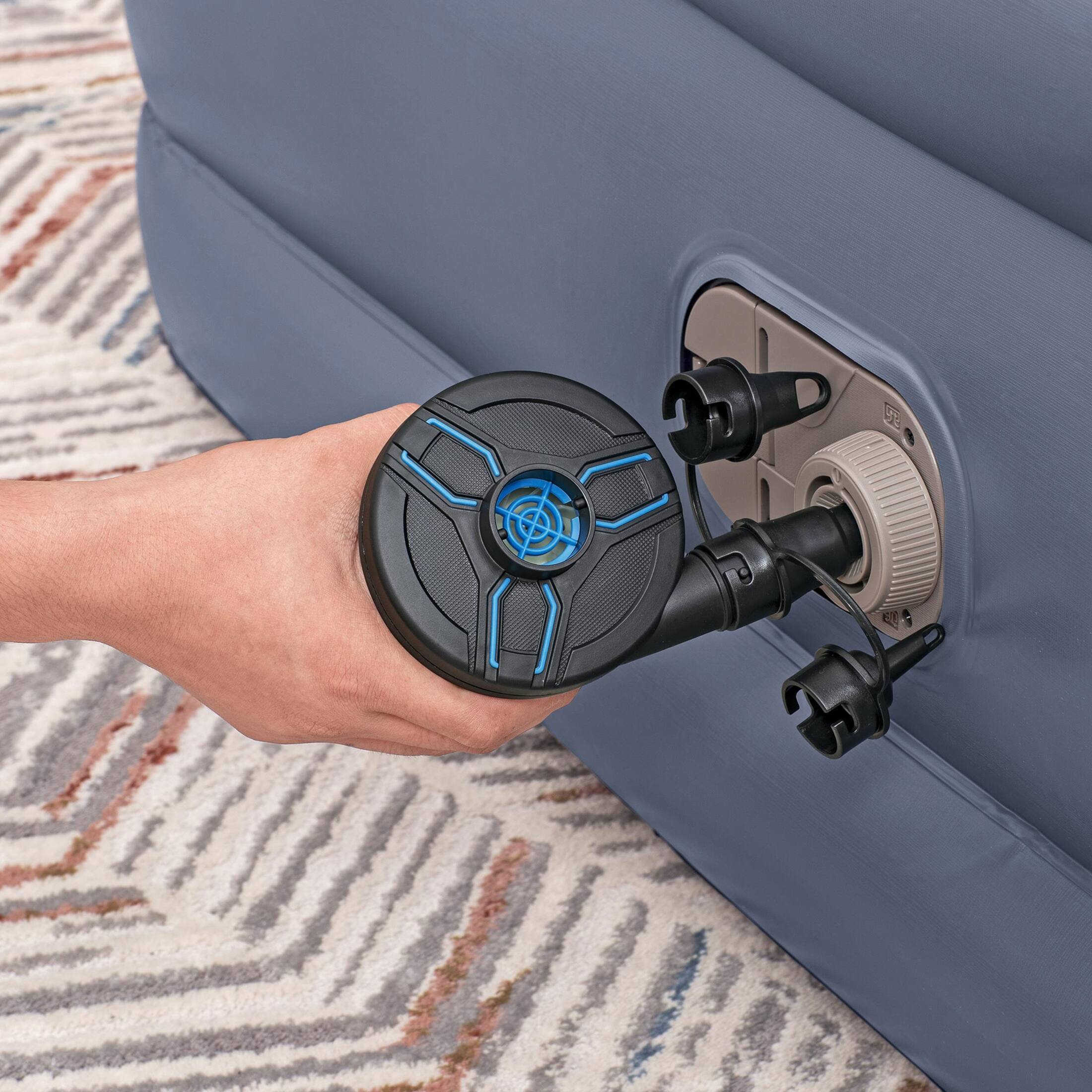 Alt View 8. Bestway - Bestway Tritech Queen Air Mattress, 20" with Built-In AC Pump and Bag - Grey.