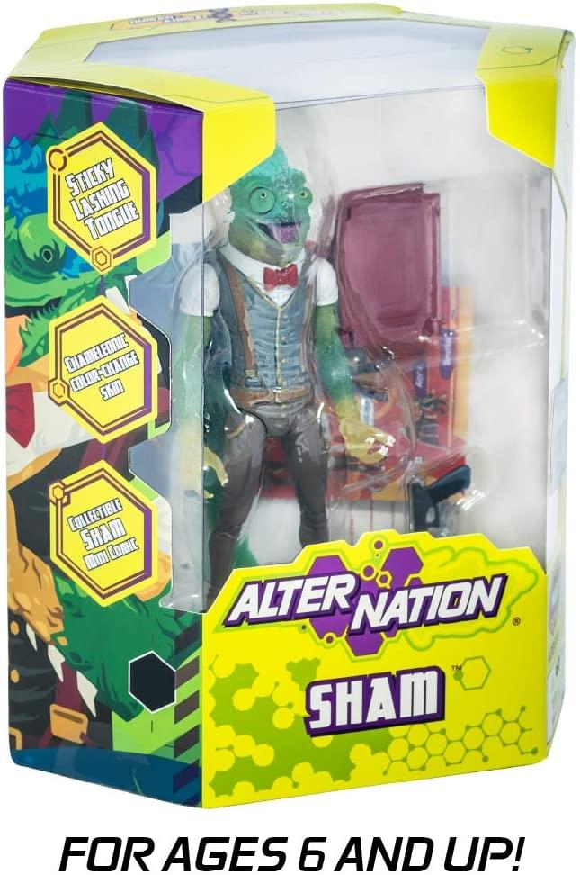 STICKY LASHING TONGUE  
CHAMELEONIC COLOR-CHANGE SKIN  
COLLECTIBLE SHAM  
ALTER NATION SHAM  
FOR AGES 6 AND UP!