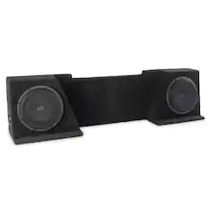 Front. NVX - 2008-2013 Silverado/Sierra Extended Cab - 700W RMS Custom-Fit Loaded Dual 10" Sealed Subwoofer Enclosure - Black.
