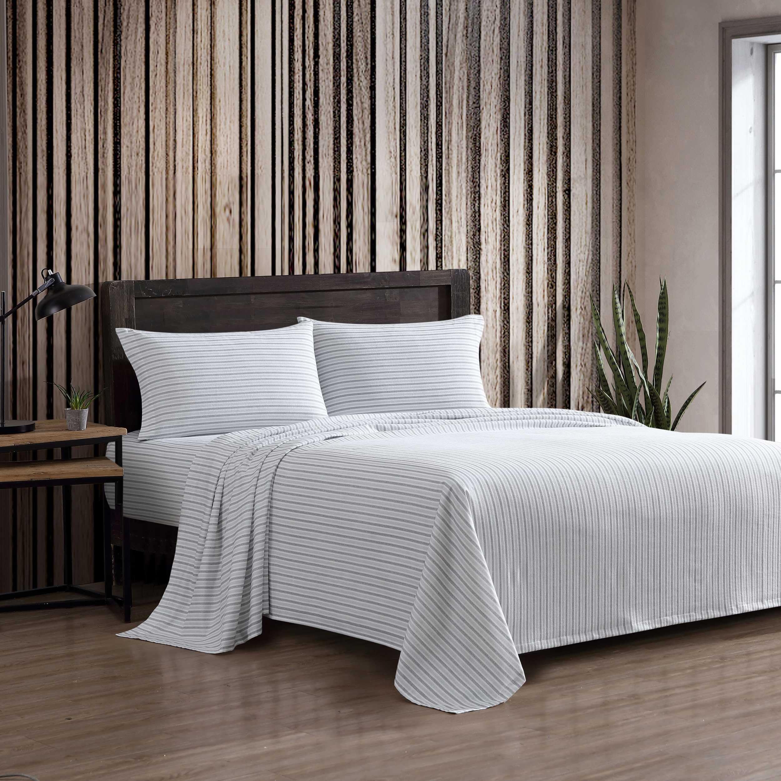 Ticking Stripe Grey Full