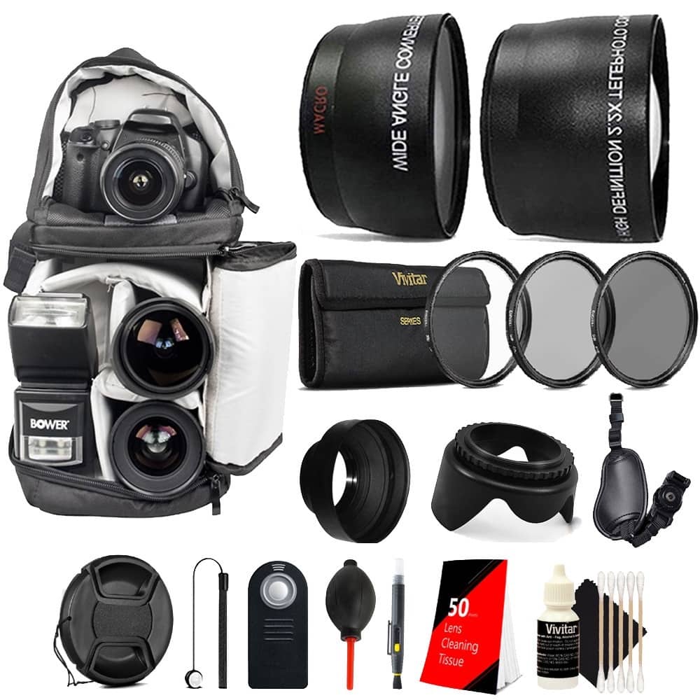 Vivitar - 52mm Complete Accessory Kit for Nikon D7500 D3300 D3200 D3100 D5500 D5300 D5200 D5100 - Black