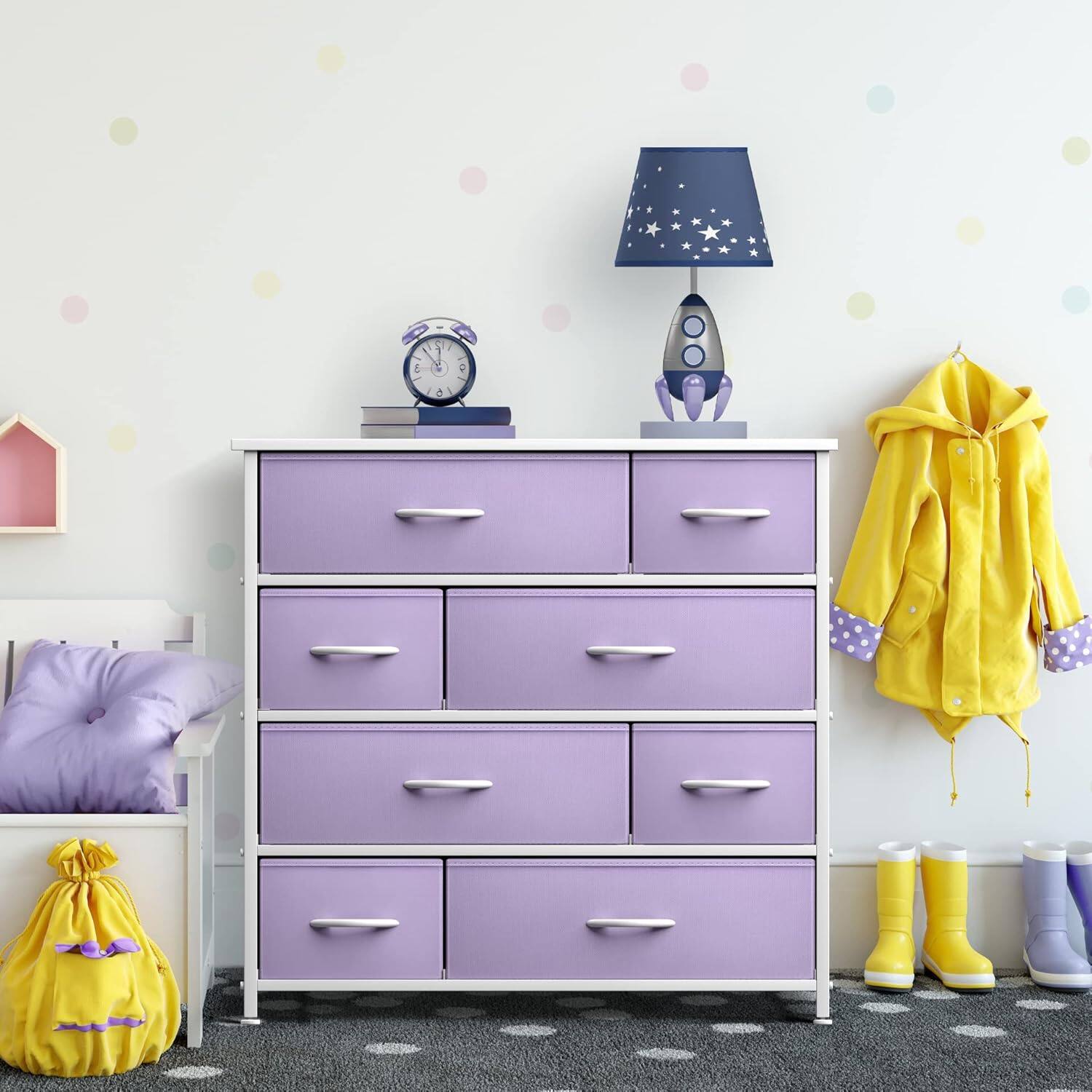 Alt View 5. Sorbus - Sorbus Dresser with 8 Drawers, Bedside Furniture & Night Stand End Table Dresser for Home - Purple.