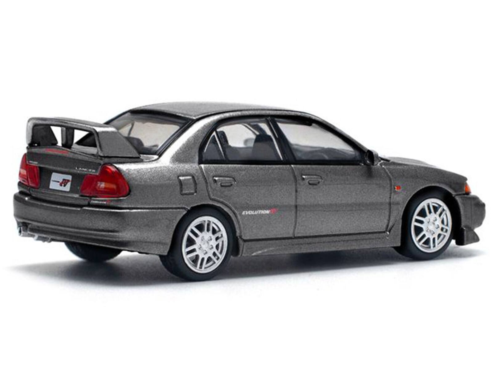 Alt View 3. Pop Race - Mitsubishi Lancer Evolution IV RHD (Right Hand Drive) Dark Gray Metallic 1/64 Die Cast Model Car by Pop Race.