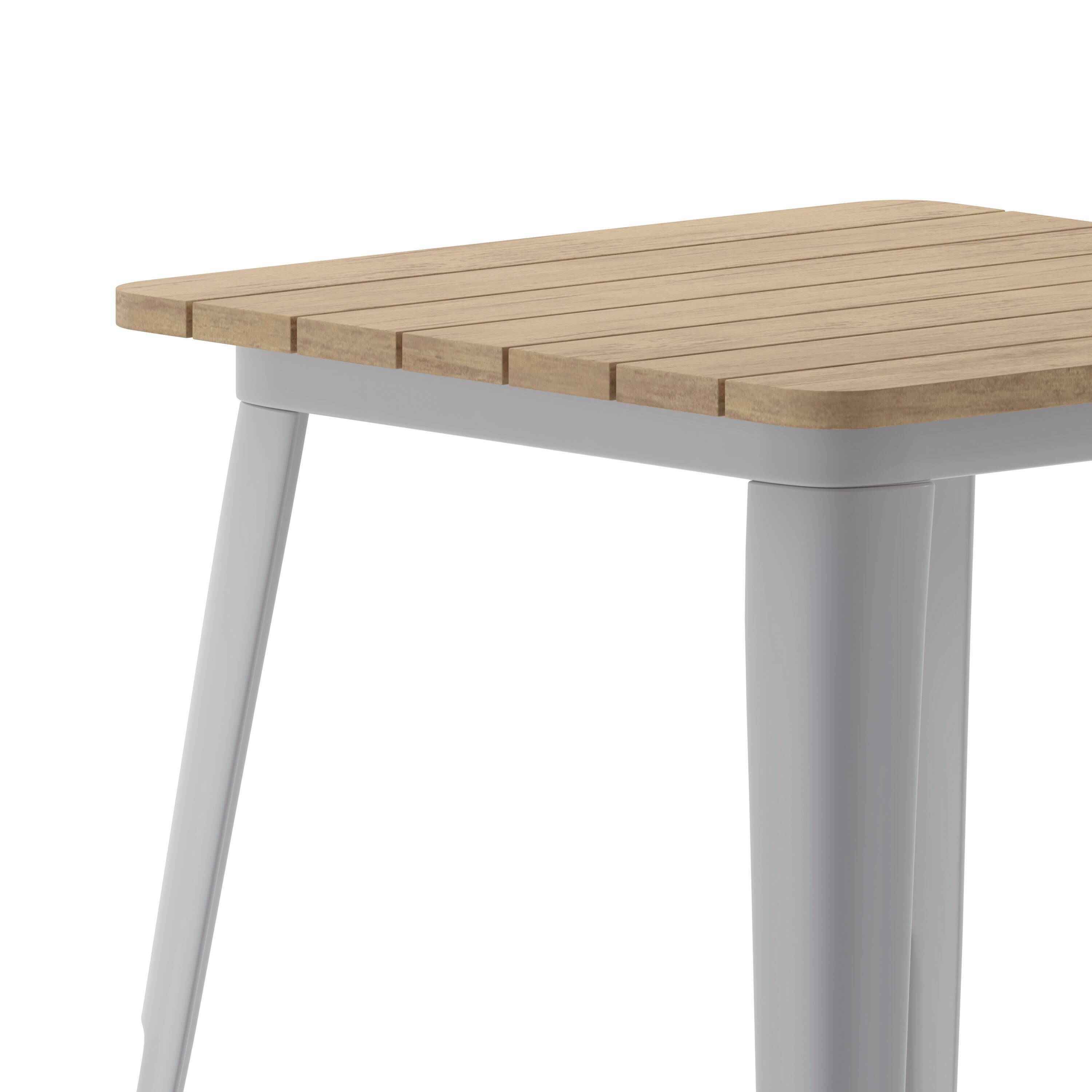 Alt View 9. Emma + Oliver - Drew Indoor/Outdoor Dining Table, 23.75" Square All Weather Poly Resin Top with Steel Base - Brown Top/Silver Frame.