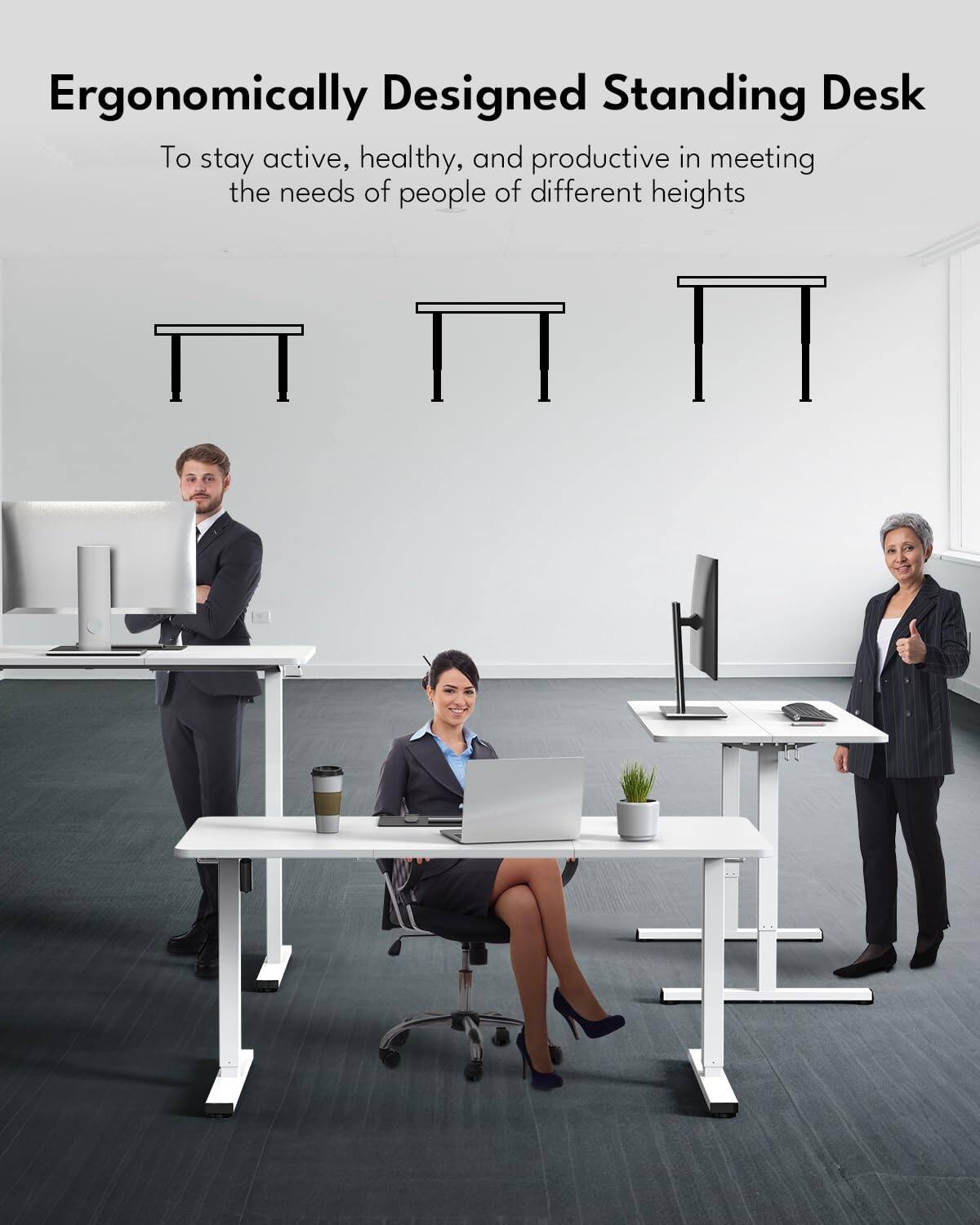 Ergonomically Designed Standing Desk

To stay active, healthy, and productive in meeting the needs of people of different heights
