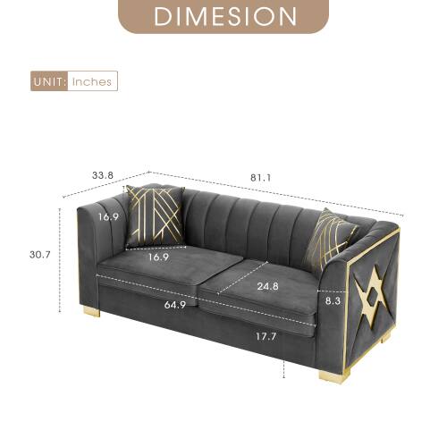 DIMENSION UNIT: Inches  
33.8 81.1 16.9 30.7 16.9 64.9 24.8 8.3 17.7