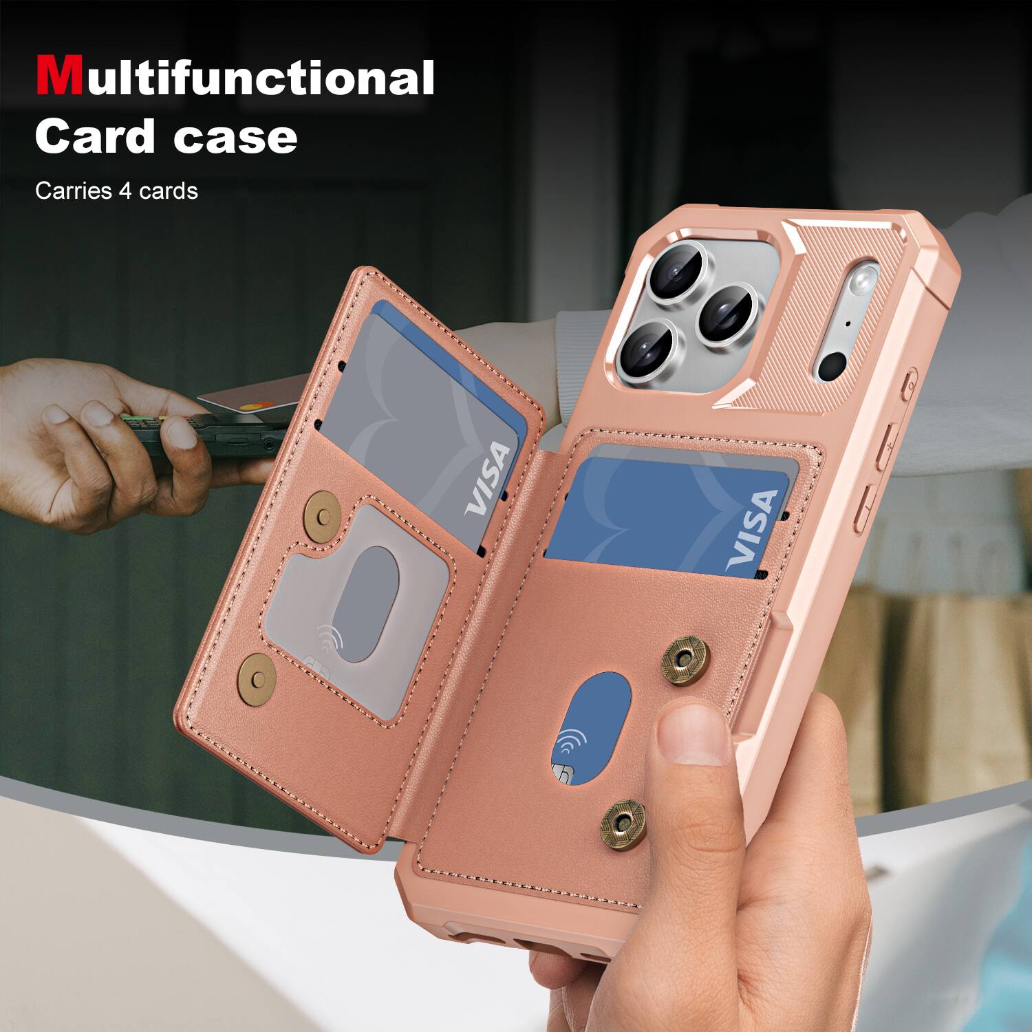 Multifunctional Card case  
Carries 4 cards