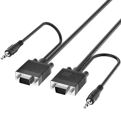 Front. Fosmon - (50 FT) VGA/SVGA/UXGA Monitor Cable with 3.5mm Audio Jack (Male to Male) - Support High Video Resolution - Black.