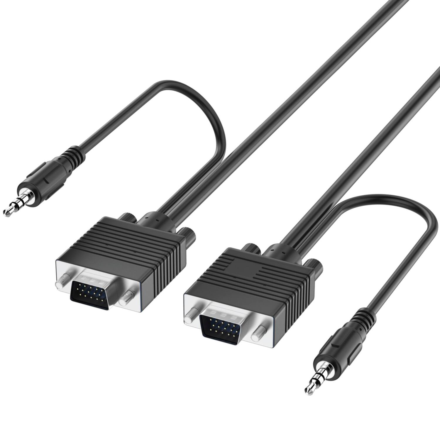 Front. Fosmon - (50 FT) VGA/SVGA/UXGA Monitor Cable with 3.5mm Audio Jack (Male to Male) - Support High Video Resolution - Black.
