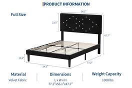 GARVEE - Bed Frames, Velvet Upholstered Bed Frame with Vertical Channel Tufted & Sturdy Wood Slats - Black