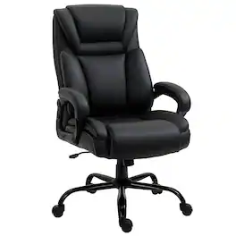 PULUZ - Big and Tall 400lbs Executive Office Chair with Wide Seat, Computer Desk Chair with High Back PU Leather Ergonomic Uphol - Black