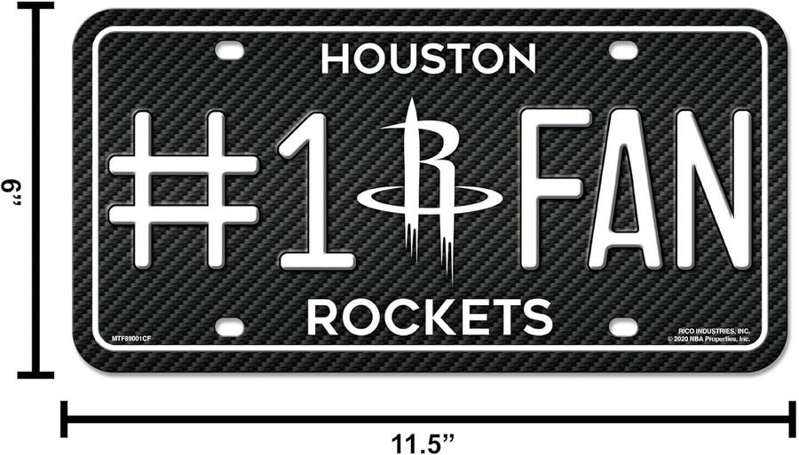 Houston Rockets License Plate Rico Industries Houston Rockets #1 Fan Carbon Fiber Design Metal ...