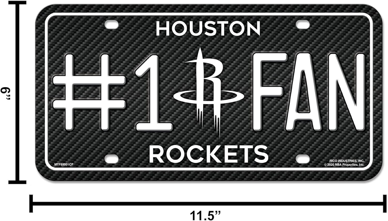 HOUSTON  
#1 FAN  
ROCKETS  

RICO INDUSTRIES, INC.  
MTF89001CF  

2020 NBA Properties, Inc.  

11.5"