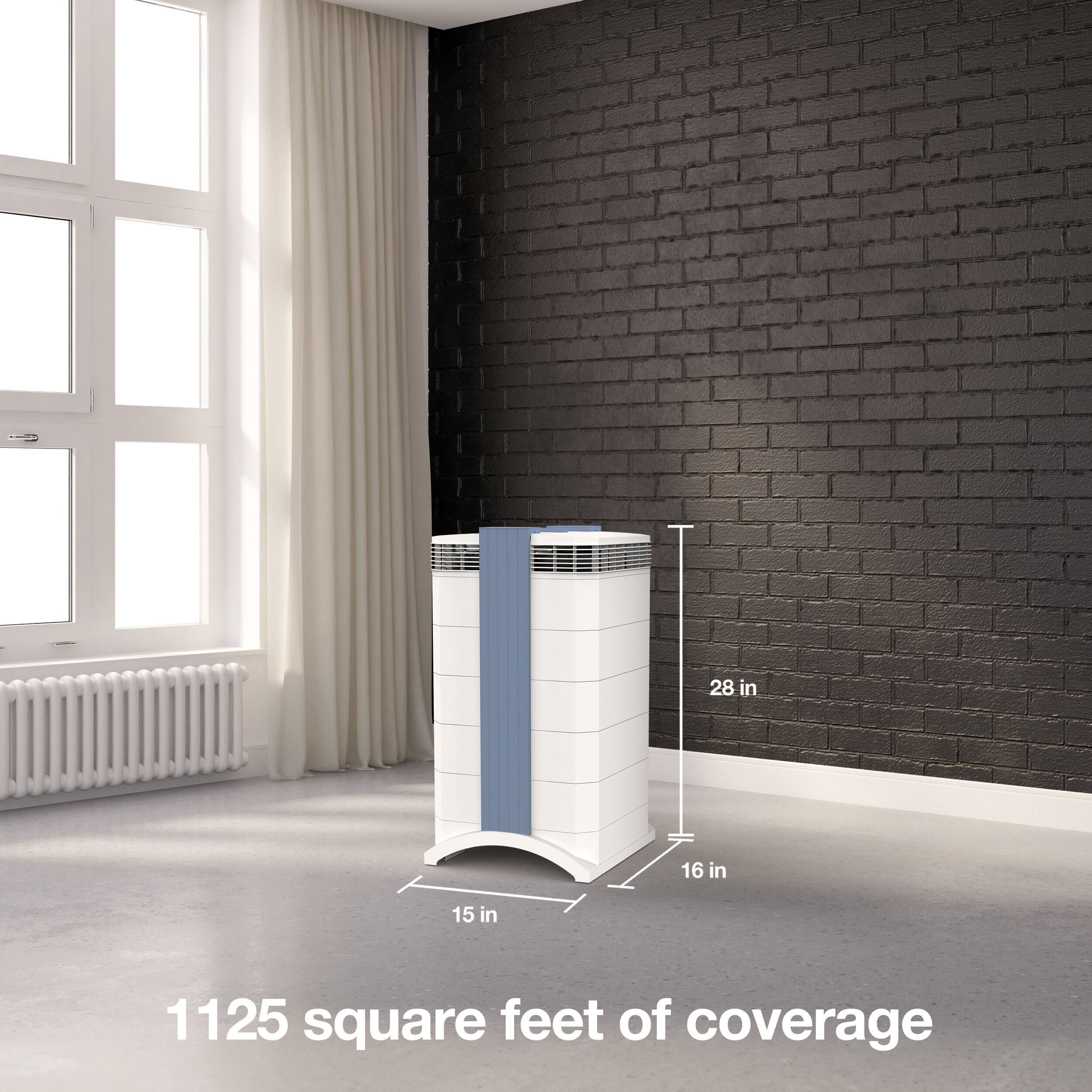 28 inches of coverage in 16 inches of height, providing 15 inches of coverage and covering 1125 square feet.