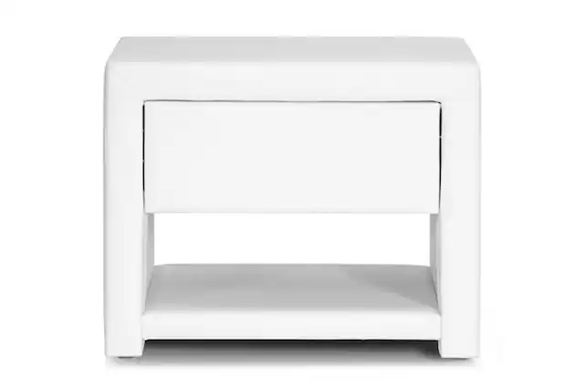 Front. Baxton Studio - Massey Upholstered Modern Nightstand - White.