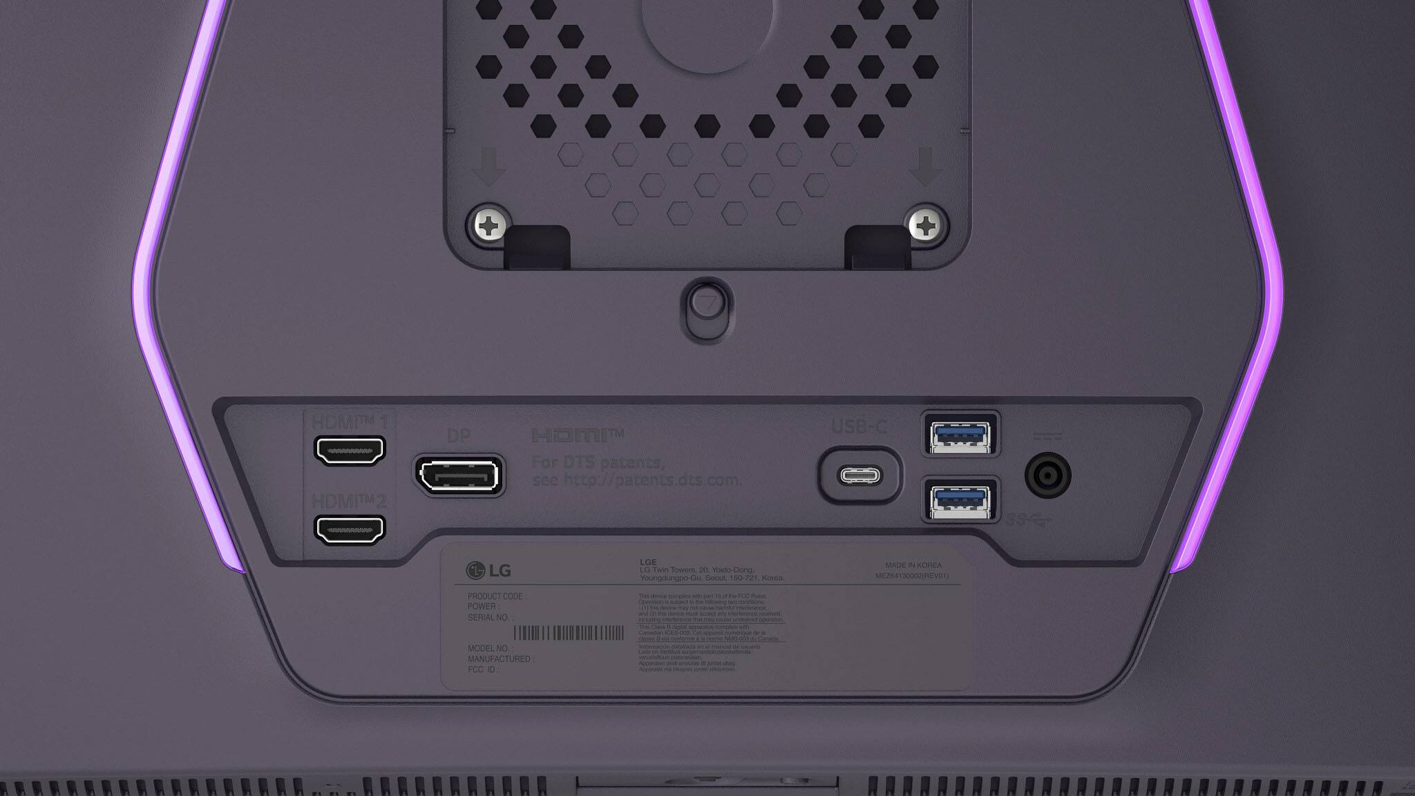 + HDMI TM 1 HDMI TM DP HDMI TM For DTS patents, see http://patents.dts.com. USB-C LG LGE LO Twin Soers 20. Make Dona Youngdungpo Co Bound 150-721 Kimna MAL 3 KOHEA MEZY30002REVE PRODUCT CODE POWER SERIAL NO - m sompies - - - - ne - - - - - - - - - Conada MODEL NO MANUFACTURED FCC - - -