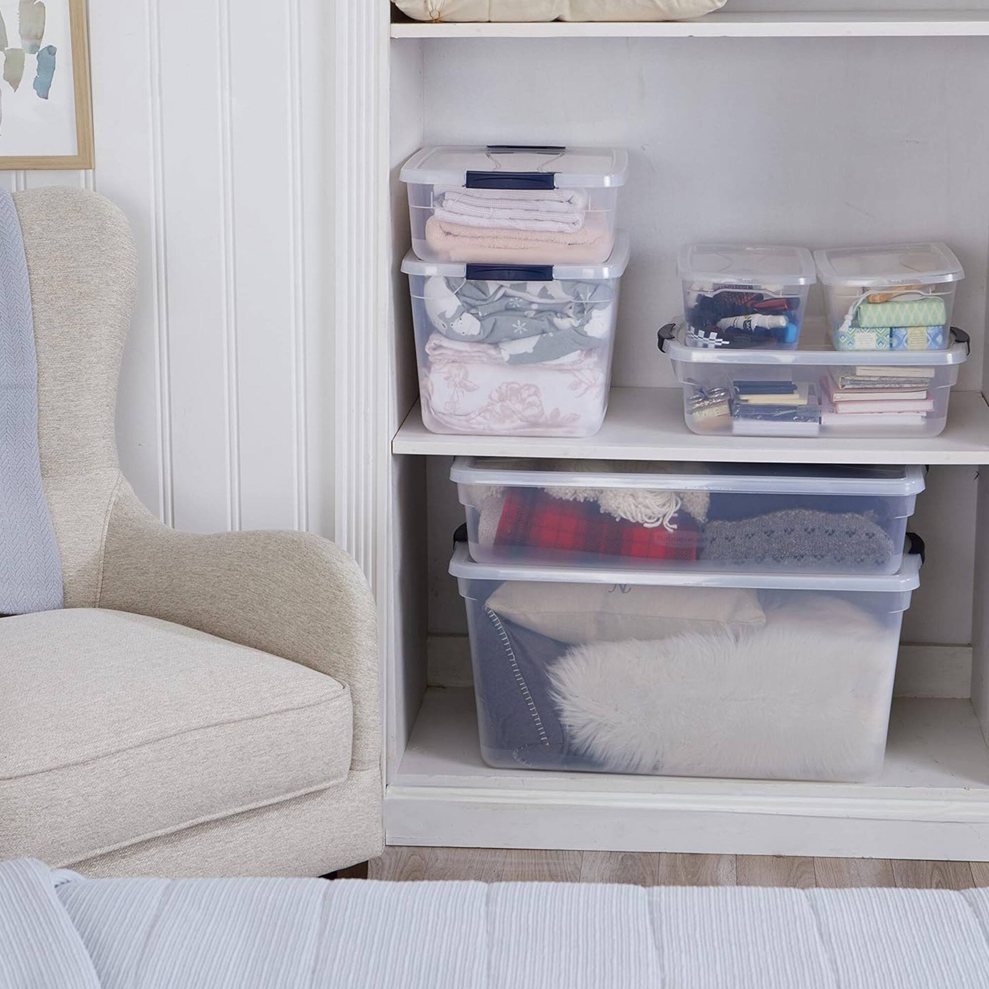 Alt View 5. RubberMaid - Rubbermaid 16 Pack Stackable Plastic Storage Bins with Snap Tight Lids, Clear - Clear.