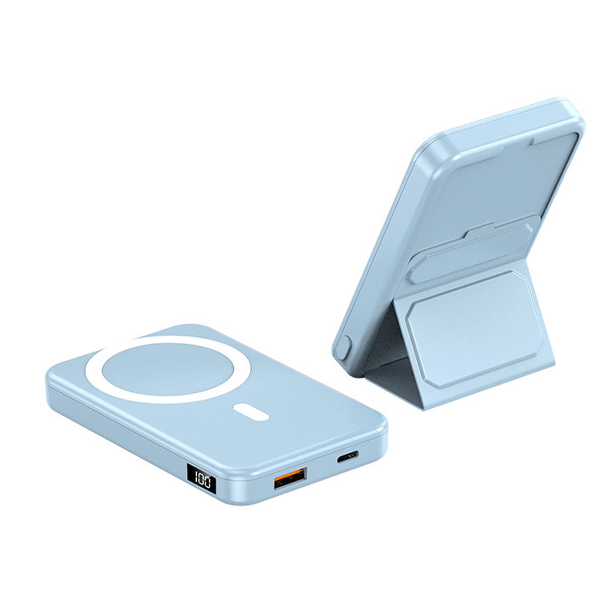 Front. YONWAY - 10000mAh Magnetic Fast Charging PowerBank, Foldable Wireless Charger with Stand and LED Display Battery Pack for iPhone.