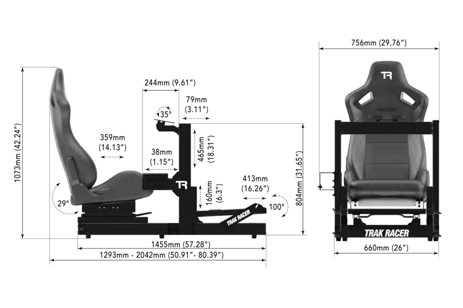 Tr80s Rig Trak Racer TR80S Simulator with Recliner Seat & Brackets Black TR80S ...