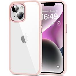 Entronix - Clear Back Case for iPhone 14 Plus with Impact Chrome Frame - Pink