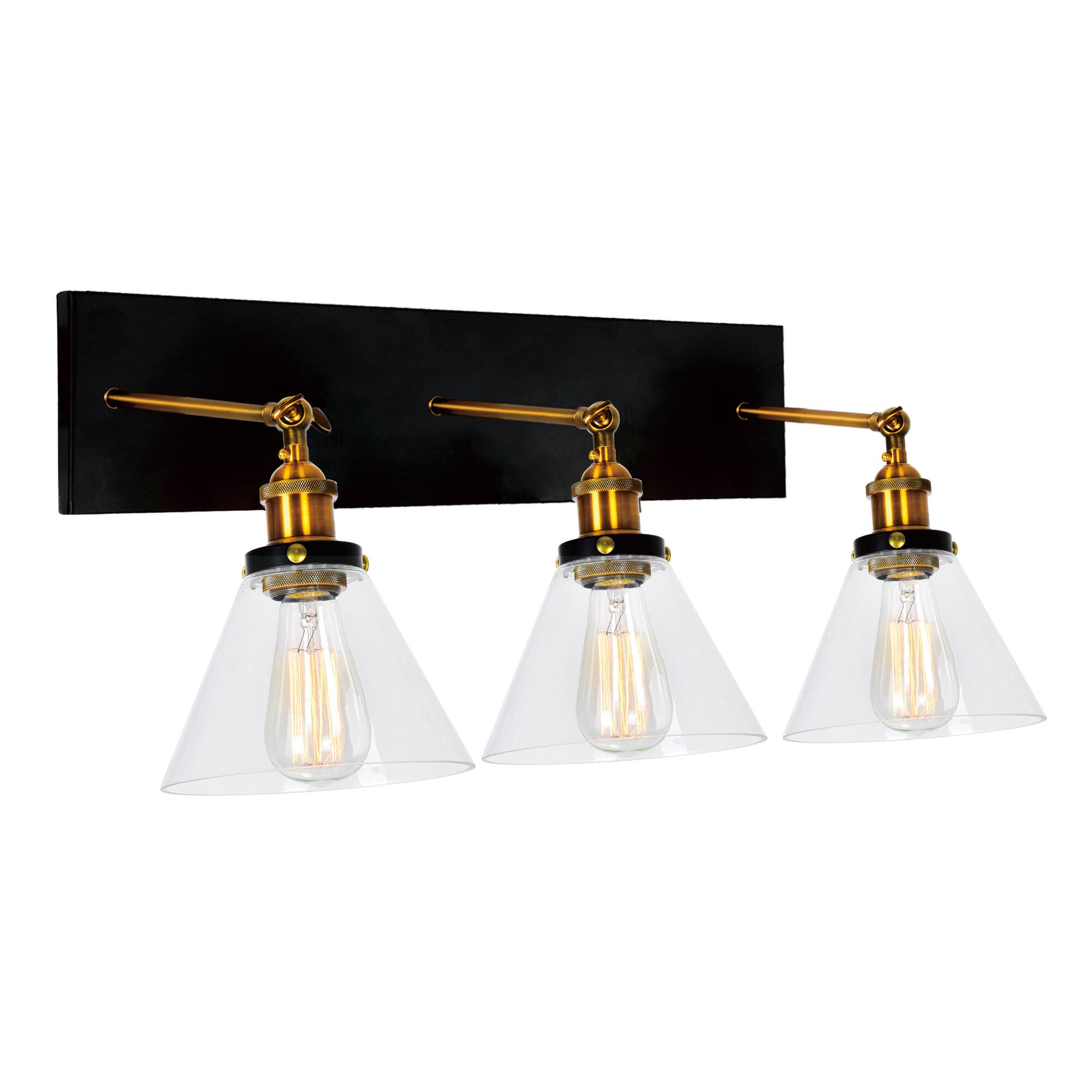 CWI Lighting - Eustis 3 Light Wall Sconce With Finish - Black & Gold Brass
