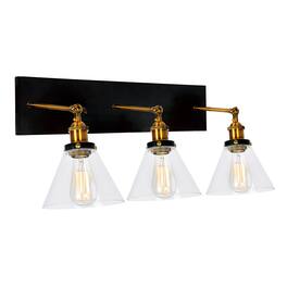CWI Lighting - Eustis 3 Light Wall Sconce With Finish - Black & Gold Brass