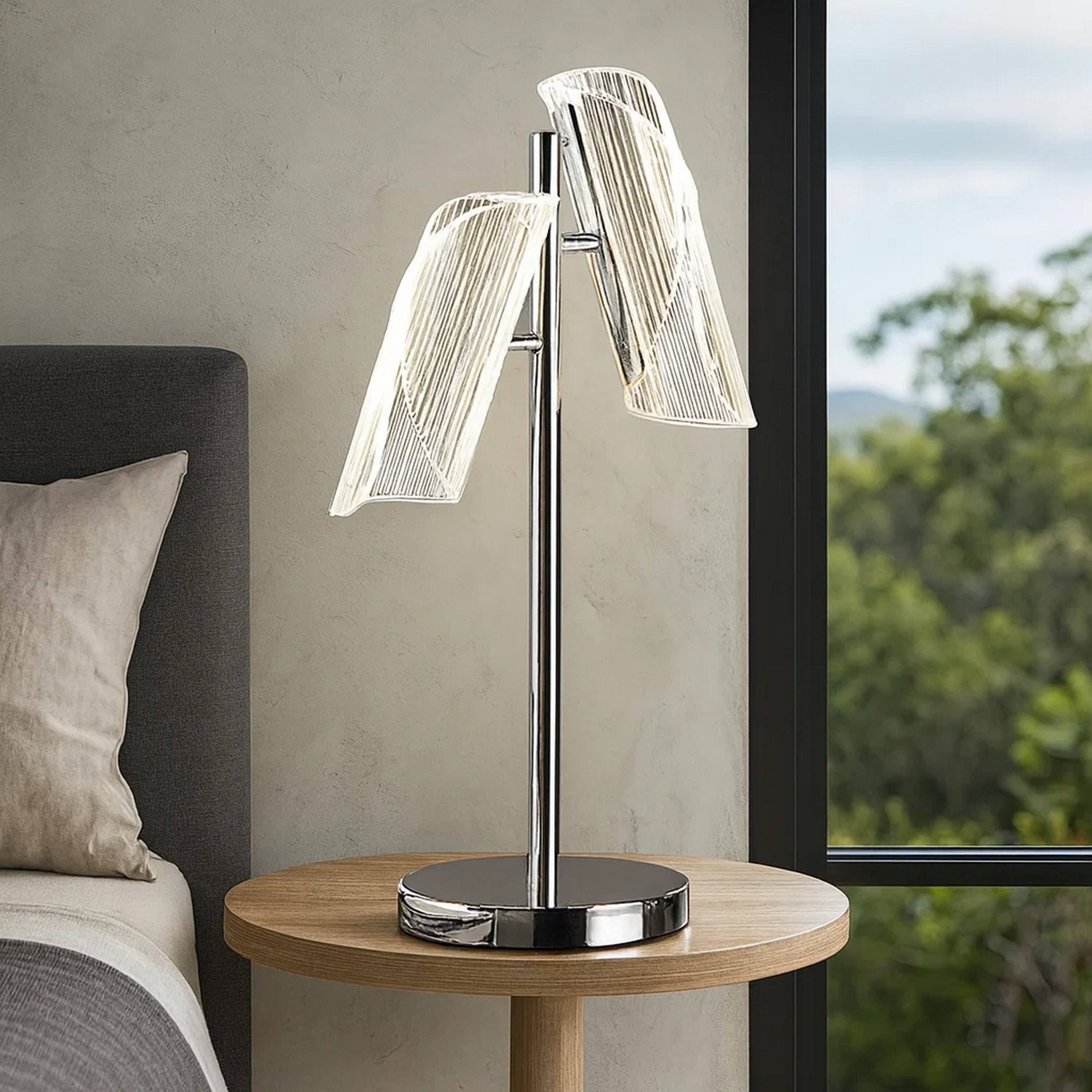 Alt View 2. Manhattan Lane - Spark 23 Inch Table Lamp, 2 Cylindrical Acrylic Shades, Bright Nickel - Nickel.