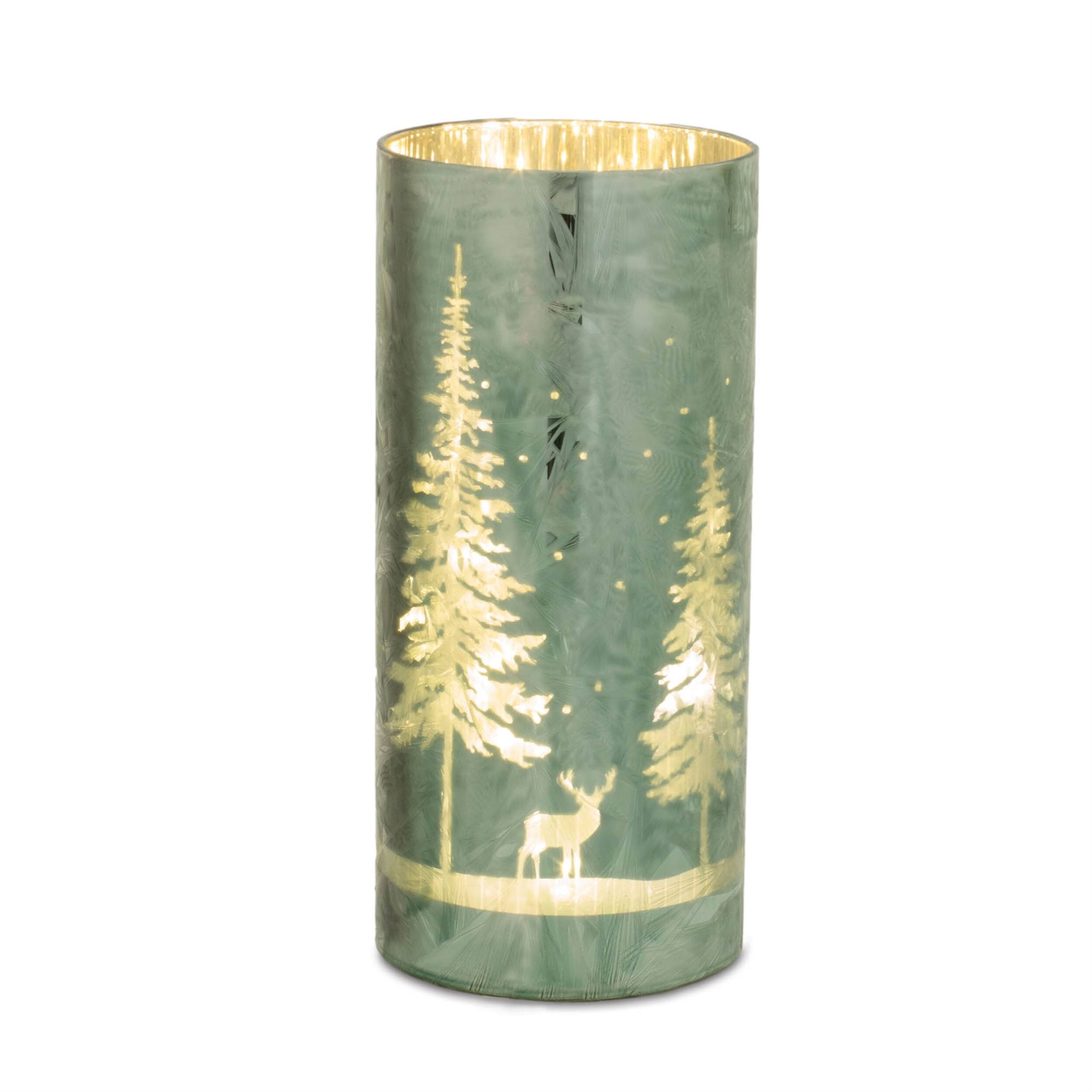 Left. BreeBe - LED Pine Tree Luminary (Set of 3) - Green.