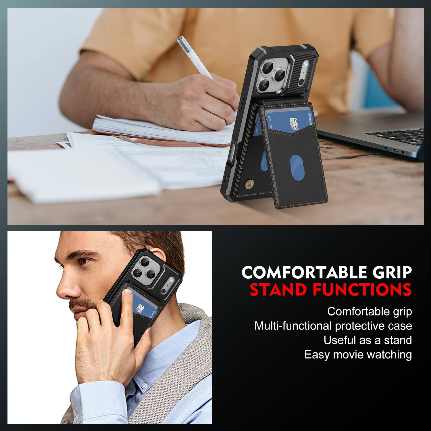 BOB i Creali

COMFORTABLE GRIP STAND FUNCTIONS

Comfortable grip
Multi-functional protective case
Useful as a stand
Easy movie watching