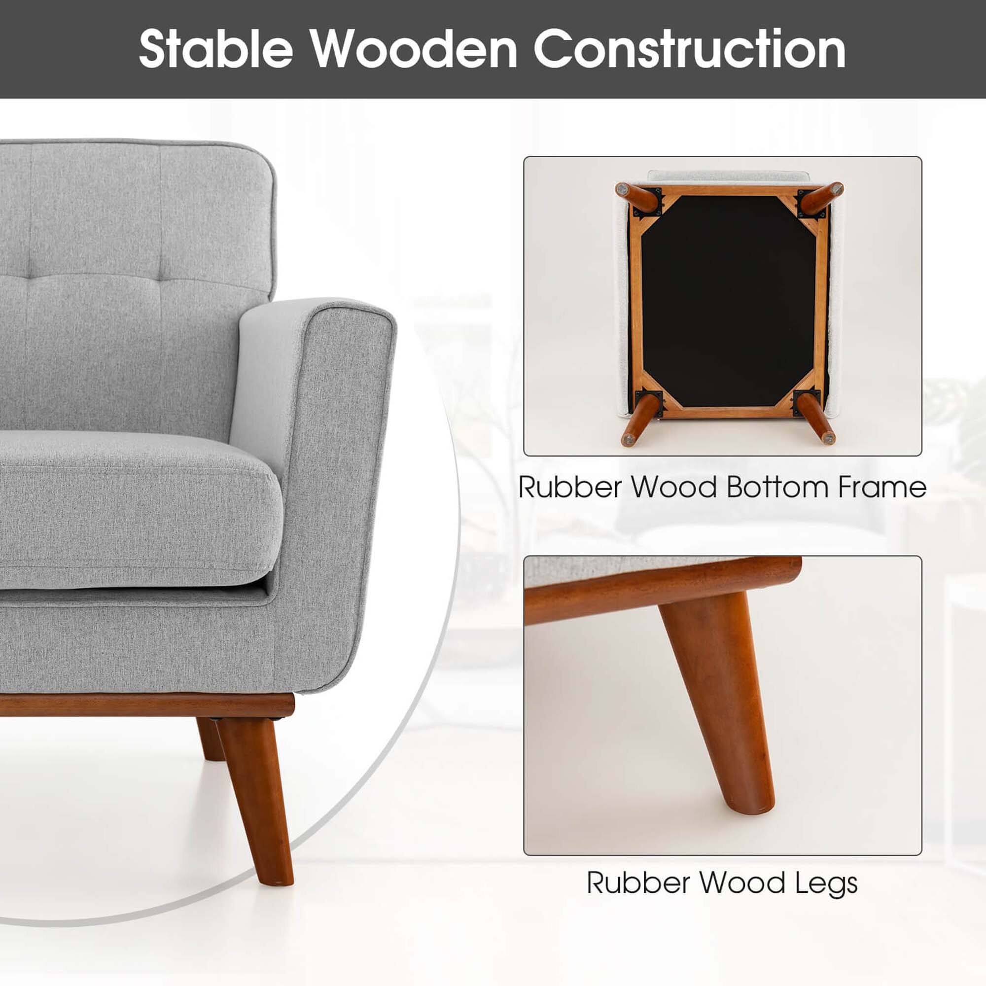 Stable Wooden Construction Rubber Wood Bottom Frame Rubber Wood Legs