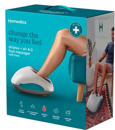 Homedics - Shiatsu + Air 4.0 Foot Massager with Heat - White Homedics - Shiatsu + Air 4.0 Foot Massager with Heat - White