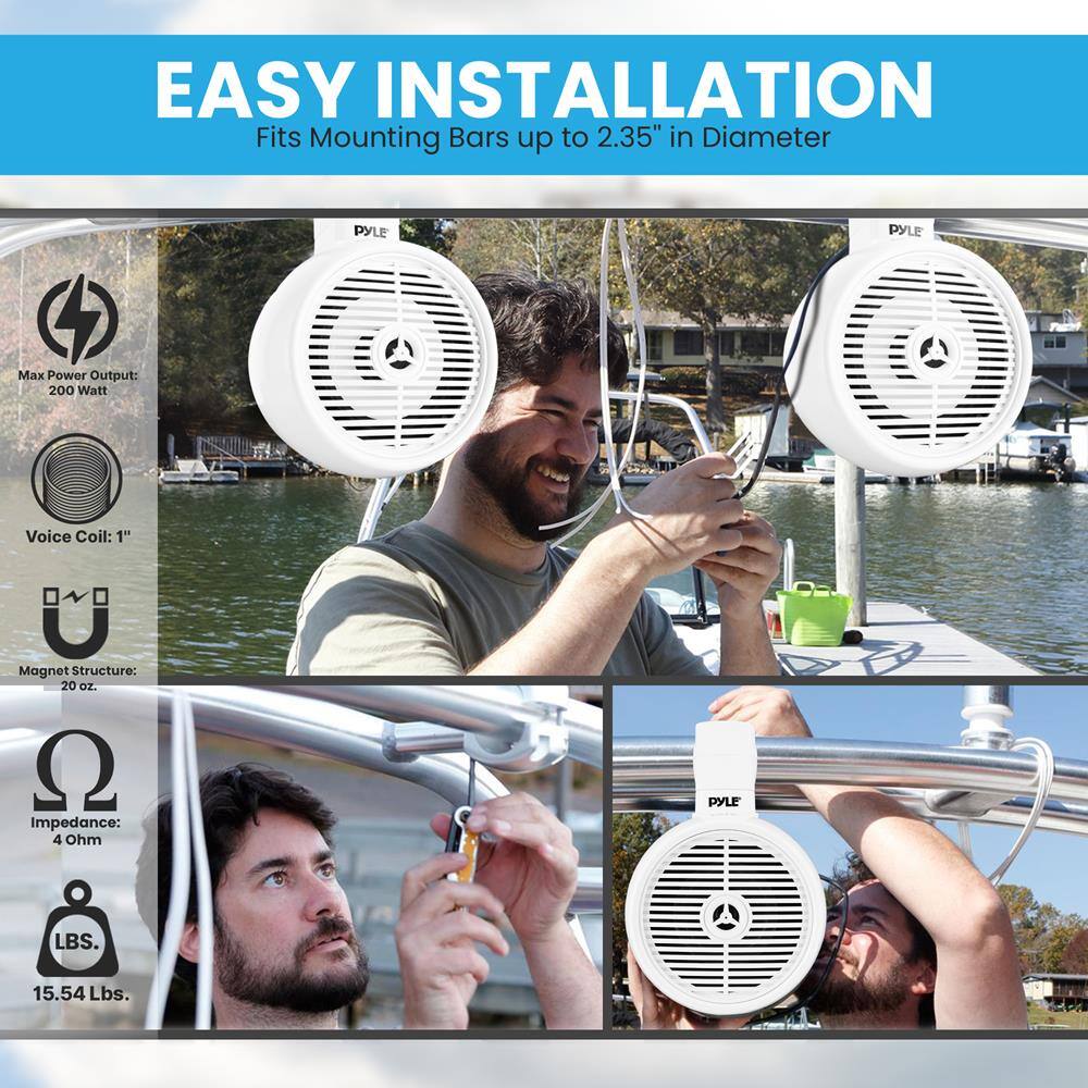 EASY INSTALLATION  
Fits Mounting Bars up to 2.35" in Diameter  

Max Power Output: 200 Watt  
Voice Coil: 1"  
Magnet Structure: 20 oz.  
Impedance: 4 Ohm  
Weight: 15.54 Lbs.