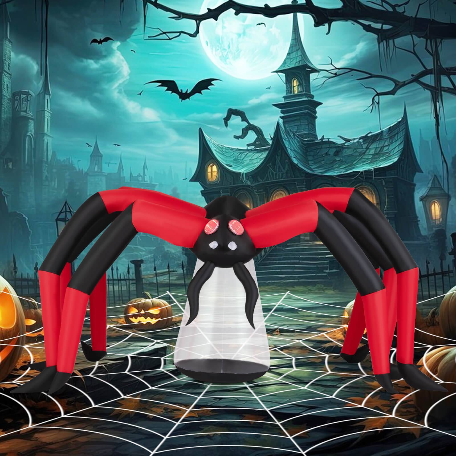 Alt View 1. Costway - Costway 5 FT Halloween Inflatable Spider with Red Tunnel Light Eyes Ground Stakes for Lawn - Multicolor.