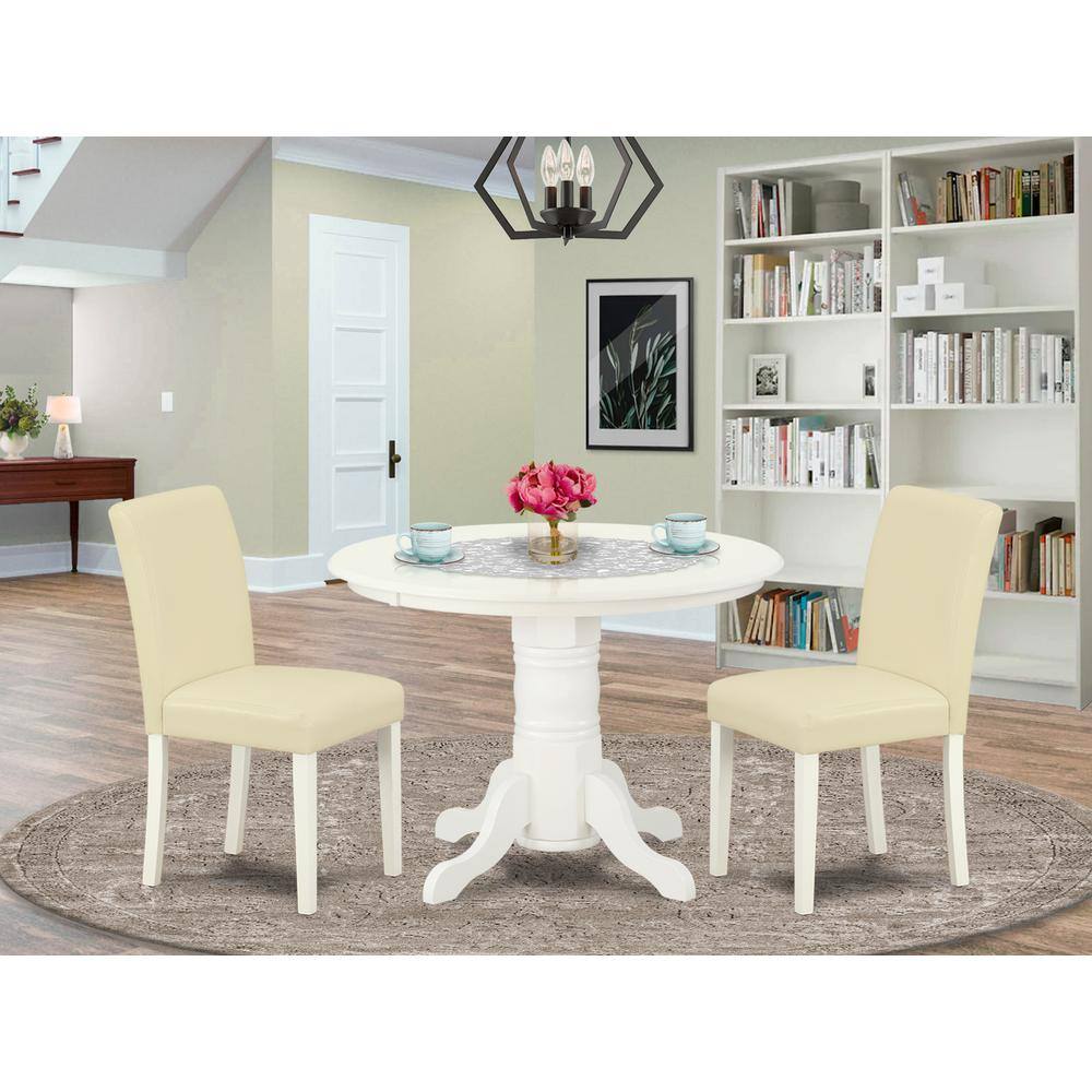 Left. East West Furniture - Dining Room Set Linen White - Brown.