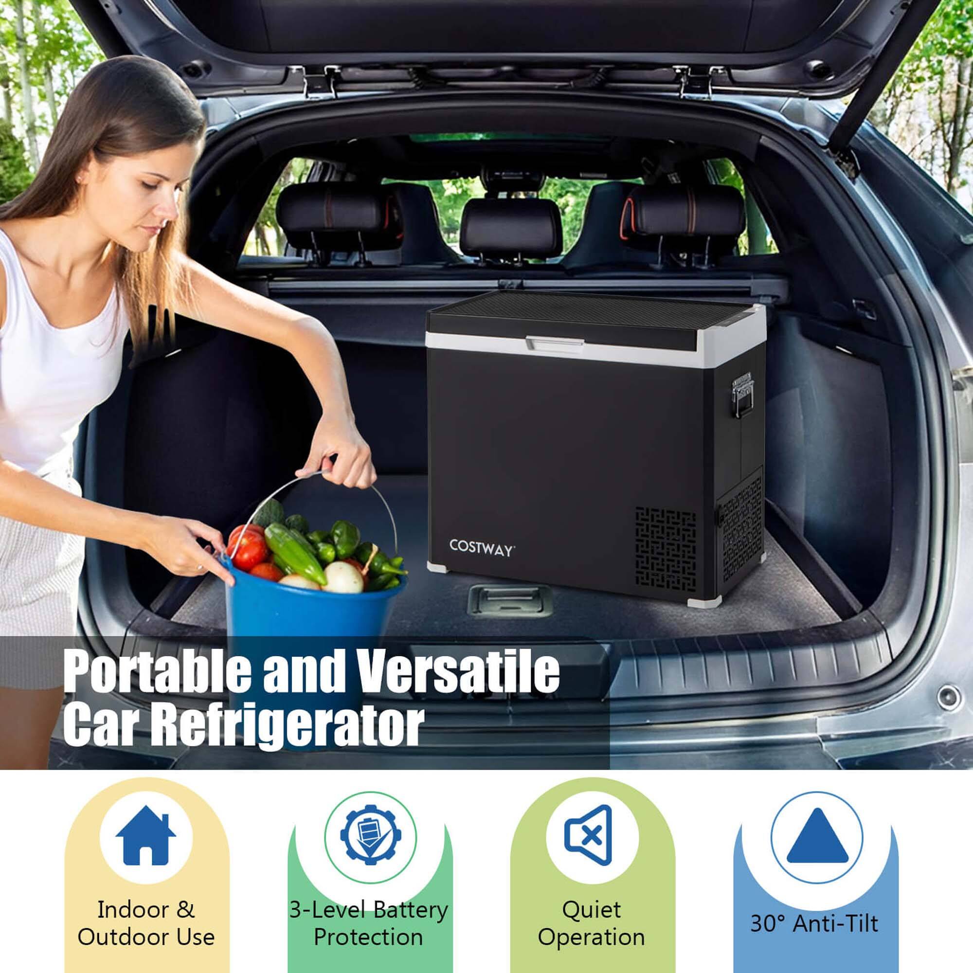 COSTWAY Portable and Versatile Car Refrigerator x Indoor & Outdoor Use 3-Level Battery Protection Quiet Operation 30 Anti-Tilt